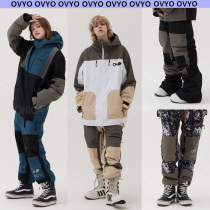 2122OVYO Korean ski pants male and female single double board loose mast slim foot slim foot with black and white color waterproof