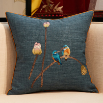 New Chinese classical embroidery bed head with pillow-backed pillow sleeve sofa cushion Chinese wind lounge pillow room