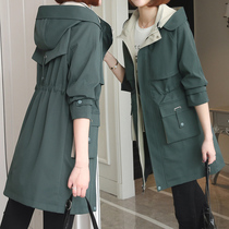 Windbreaker womens long model 2021 spring and autumn popular new small workwear casual high-end large size ladies coat