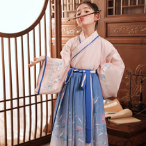 Hanfu girl spring and autumn dress Chinese style childrens costume Super fairy long sleeve Tang dress little girl dress collar autumn
