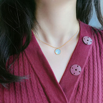 Korean version of diamond inlaid blooming cherry blossom double-sided titanium steel plated 18k color gold collarbone necklace female net red rose gold female