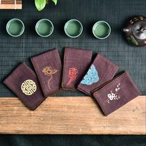 Tea towel tea mat long Chinese cotton linen Chinese style high-grade absorbent towel cover tea mat home Zen tea ceremony accessories