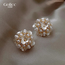 Hemisphere Petal Pearl Earrings 2022 New Tide Ear Accessories Womens Small Crowd Design Sense Superior Earrings Spring