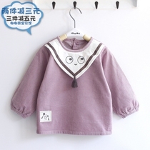 Baby thick corduroy coat cotton waterproof men and women children anti-dressing long sleeve thick children apron food clothing