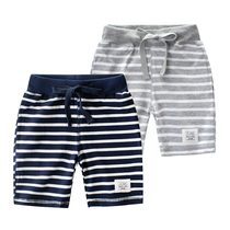 Korean version of striped children's shorts pure cotton thin baby pentups 2023 summer new children's clothing boys' pants