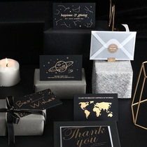 Upscale black bronzing birthday greeting card holiday ins and blessings thanks to blank small card idea with envelope