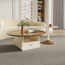 Round cream style coffee table living room home modern minimalist small table French light luxury small apartment net red coffee table table
