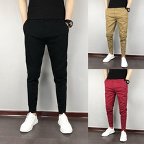 Casual pants male winter 2020 new body of body elastic small footed pants Korean version Youth small guys bunches 100 lap 90% pants