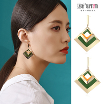 Morandi color sterling silver needle earrings earrings without ear hole female geometric simple temperament advanced cold wind earrings