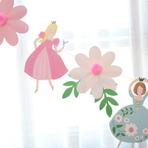 Birthday decoration scene layout Baby year-old party Kindergarten 61 pull flag room pull flower princess girl