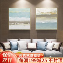 Golden sea landscape oil painting pure hand-painted simple modern Nordic light luxury guest restaurant porch corridor wall painting