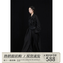 VAPOURBLUE original black double collar single-breasted trench coat for men and women autumn high-end design sense niche coat