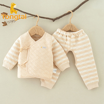 Tongtai colored cotton newborn baby warm clothes underwear set newborn clothes 0-3 month pure cotton spring and autumn monk clothing