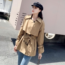 Early autumn short khaki windbreaker 2021 spring and autumn small foreign style high pop coat double breasted coat women