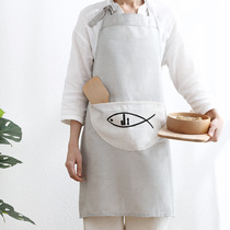 Nordic style fabric creative apron Korean style fashion bakery kitchen cooking waterproof oil cover home apron