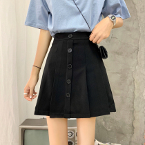 2021 new student black high-waisted skirt summer pleated skirt a skirt base skirt slim women