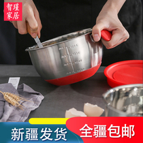 Xinjiang shipping egg pot baking household 304 stainless steel silicone deepened thickening and noodle wash basin