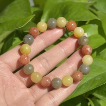 27# Natural Xinjiang Gobi jade color gold silk jade bracelet surface color stone 1cm road road Road