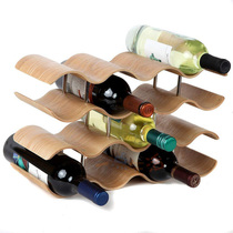 Home Restaurant Bar Bench Table Surface Solid Wood Wine Rack Creative Wavy Simple Wooden Wine Red Wine Rack Pendulum