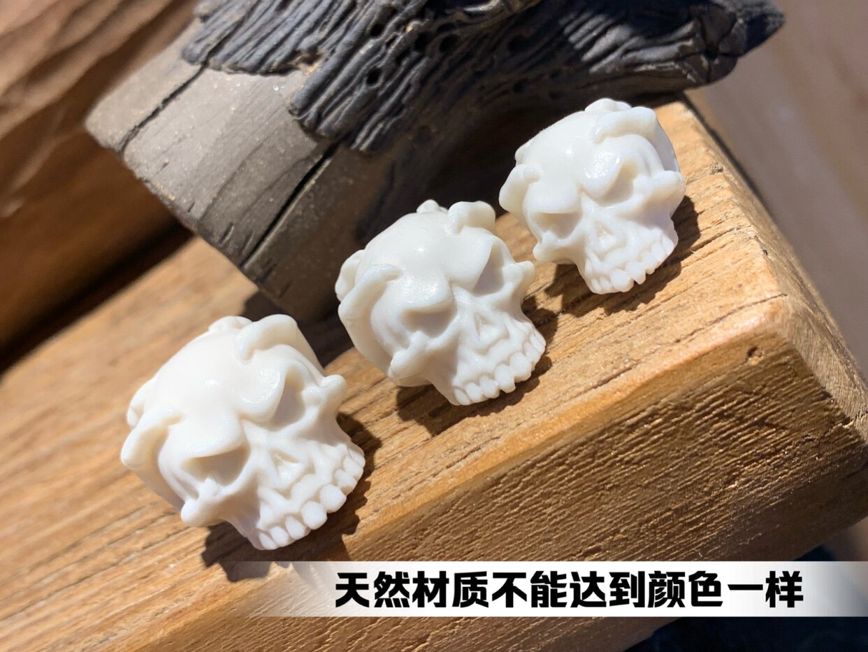 鹿角雕刻个性骷髅头文玩配饰diy单珠包邮