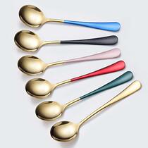 Net Red Spoon Stainless Steel Tablespoon Student Adult Canteen For Soup Dinner Golden Gift Gift Community Group Purchase Exploits