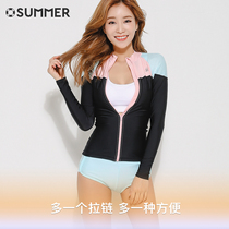 Korean version of womens outdoor split long sleeve zipper wetsuit thin jacket Jellyfish snorkeling quick-drying fitness yoga running