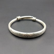 Guizhou ethnic style jewelry bracelet womens Korean version of simple fashion Joker Miao silver carved bracelet push pull bracelet