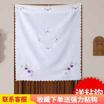 Kitchen bedroom hotel curtain fabric half curtain white embroidered curtain kitchen toilet partition half windproof curtain