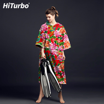 HiTurbo new quick dry bath towel with hat diving swimming bathrobe male beach towel sucking water cloak