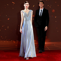 High-end host of the annual meeting evening dress dress woman 2021 new banquet exquisite bride toast dress