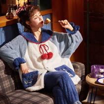 Pajamas womens autumn long-sleeved youth autumn and winter mid-winter coral velvet home clothes junior high school girls hooded mother and daughter