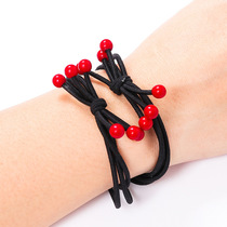 Leather band hair rope Red bean hair circle wild bow head rope small fresh Japanese and Korean leather case simple rubber band hair jewelry
