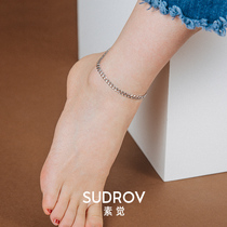 Plain niche design simple big anklet womens retro temperament sexy thick ankle chain foot rope foot ring