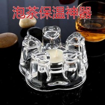 Heart shaped tea warmer transparent heated tea insulation candle base heated tea cup glass hot tea rack tea set bag