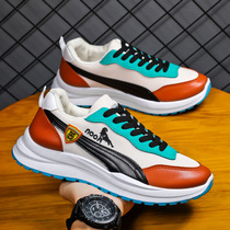 2022 mens sports shoes autumn and winter leather stitching fashion trendy shoes student casual shoes comfortable all-match running mens shoes