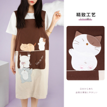 HIKOSEN CARA Kara cat apron cute cartoon cat lazy wind Japanese fashion brand outer dress