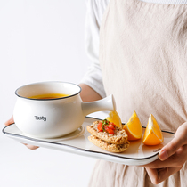 Japanese breakfast cutlery Ceramic household dishes Childrens baking porridge with a cute one-person food set