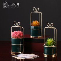 Modern minimalist creative ceramic small Vase ornaments living room desktop simulation fleshy green plant potted mini micro landscape