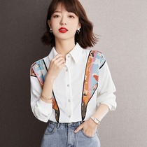 Design Sensation Small Crowdprinted Shirt Woman Long Sleeve Early Spring 2022 New Casual Loose 100 Hitch-Style Shirt