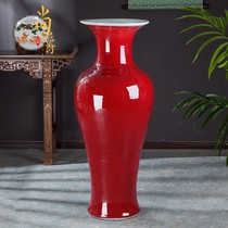 Jingdezhen Ceramics Groom Red Fish Tail Landing Large Vase Living Room Swing Piece Large Number Flower Arrangement Home Decoration Handicraft