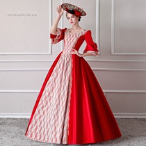 Wine red simple romantic European royal aristocratic princess long skirt European court dress Juliet foreign clothing
