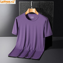 Outdoor quick-drying nylon N dot cloth ice silk T-shirt summer short sleeve mens T-shirt solid color base shirt round neck breathable 39