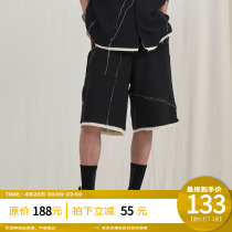 PCLP Hair Side Vandalism Casual Shorts Summer National Trend Straight Barrel Casual 50% Pants Men