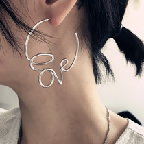 LOVE earrings South Korea South Gate direct temperament abstract letters exaggerated European and American ins Net red 2021 New Tide