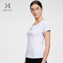 After show HOTSUIT leisure sports coat female spring and summer fitness elastic breathable short sleeve T-shirt female slim quick-drying clothes