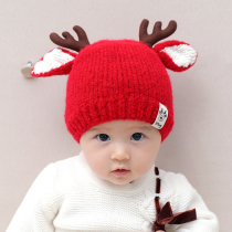 Baby hat autumn and winter 0-1 year old children cute antler knitted hat 5 months winter male and female baby wool hat