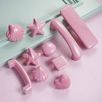 Wardrobe door handle childrens room cabinet door cute American modern simple ceramic cartoon single hole shoe cabinet round handle