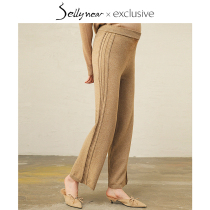 SELLYNEAR pregnant women knitted wide-leg pants in autumn winter wearing fashion loose elastic abdomen insulation pants during pregnancy