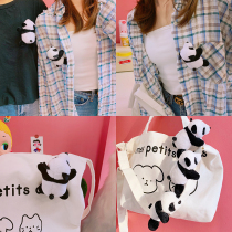 Japanese ins tide schoolbag pendant bear pin panda brooch cute personality badge ornamental decoration for men and women