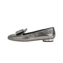 FERRAGAMO FERRAGAMO Silver Sheep Leather Material Floral Shape Shoes Women Mocassin Shoes D Edition